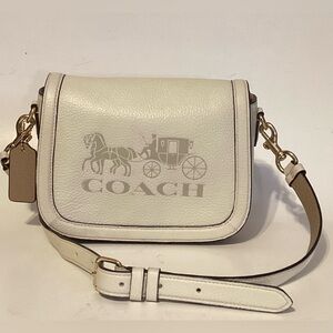 Coach shoulder bag white beige horse and carriage C4058